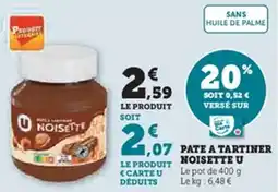 Hyper U Pate a tartiner noisette u offre
