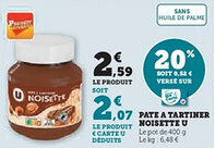 Hyper U Pate a tartiner noisette u offre