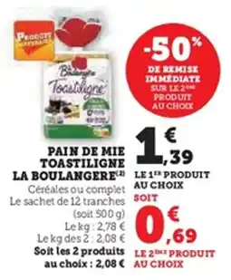Hyper U Pain de mie toastiligne la boulangere offre