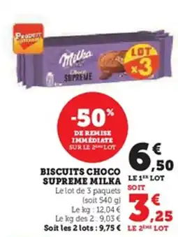 Hyper U Biscuits choco supreme milka offre