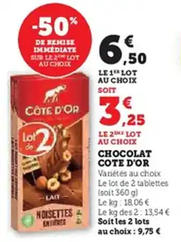 Hyper U Chocolat cote d'or offre