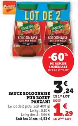 Hyper U Sauce bolognaise pur boeuf panzani offre