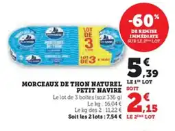 Hyper U Morceaux de thon naturel petit navire offre