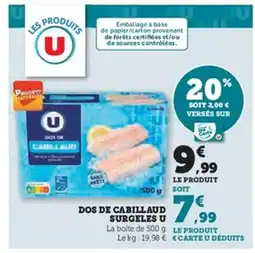 Hyper U Dos de cabillaud surgeles u offre
