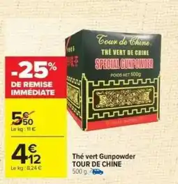 Carrefour Thé vert Gunpowder TOUR DE CHINE offre