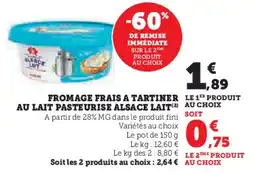 Super U Fromage frais a tartiner au lait pasteurise alsace lait offre