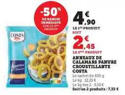 Super U Anneaux de calamars panure croustillante costa offre