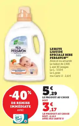 Super U Lessive liquide speciale bebe persavon offre