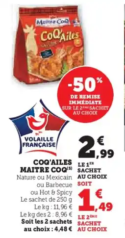 U Express Coq'ailes maitre coq offre