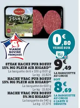 U Express Steak hache pur boeuf 15% mg plein air bigard offre
