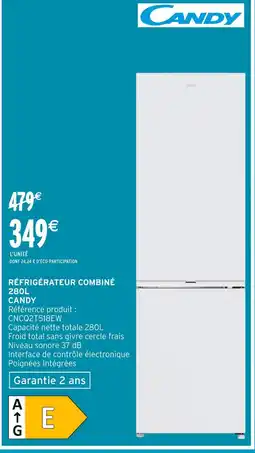 Intermarché Hyper Candy réfrigérateur combiné 280l offre