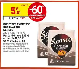 Intermarché Hyper Senseo dosettes expresso x32 classic offre