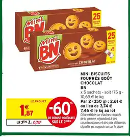 Intermarché Hyper Bn mini biscuits fourrés goût chocolat offre