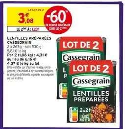 Intermarché Hyper Cassegrain lentilles préparées offre