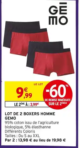 Intermarché Hyper Gemo lot de 2 boxers homme offre