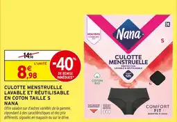 Intermarché Hyper Nana culotte menstruelle lavable et réutilisable offre