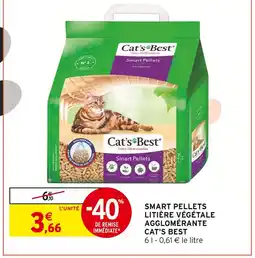 Intermarché Hyper Cat's best smart pellets litière végétale agglomérante offre