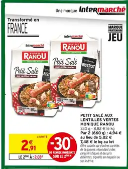 Intermarché Monique ranou petit salé aux lentilles vertes offre
