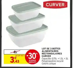 Intermarché Hyper Curver lot de 3 boîtes alimentaires rectangulaires offre