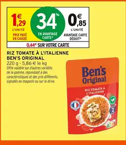 Intermarché Hyper Ben's original riz tomate à l'italienne offre