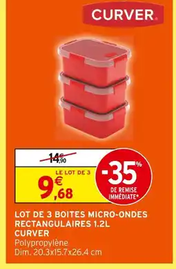 Intermarché Hyper Curver lot de 3 boîtes micro-ondes rectangulaires 1.2l offre