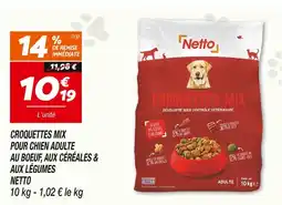 Netto Nettonetto croquettes mix pour chien adulte au boeuf, aux céréales & aux légumes offre