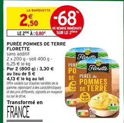 Intermarché Florette purée pommes de terre offre