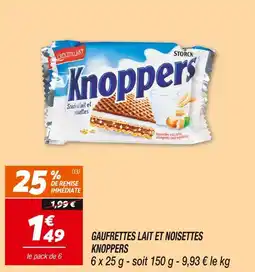 Netto Storck knoppers gaufrettes lait et noisettes knoppers offre