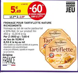 Intermarché Richesmonts fromage pour tartiflette nature offre