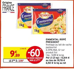 Intermarché Président emmental râpé fondant offre