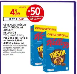 Intermarché Kellogg's céréales trésor goût chocolat au lait offre