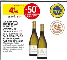 Intermarché Domaine de cibadiès igp pays d'oc chardonnay blanc sec hve3 offre