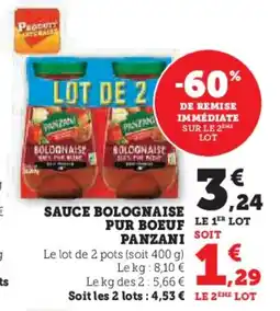 U Express Sauce bolognaise pur boeuf panzani offre