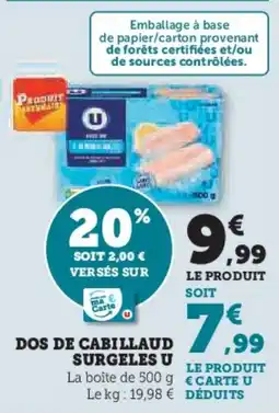 U Express Dos de cabillaud surgeles u offre