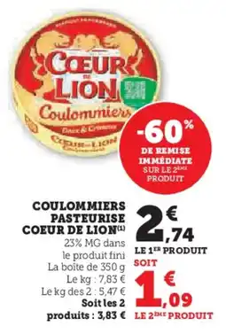 U Express Coulommiers pasteurise coeur de lion offre