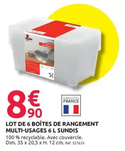 Mr Bricolage Lot de 6 boîtes de rangement multi-usages sundis offre
