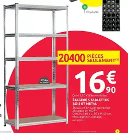 Mr Bricolage Étagère 5 tablettes bois et métal offre