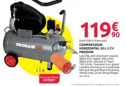 Mr Bricolage Compresseur horizontal 2 cv prodair offre