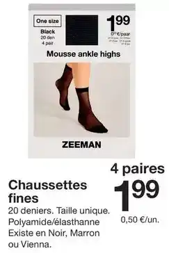 Zeeman Chaussettes fines offre