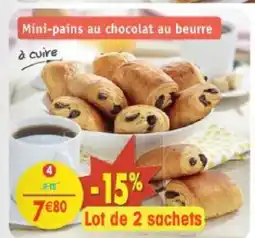 Maximo Lot de 2 sachets de 10 mini-pains au chocolat, crus, au beurre offre