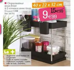 Kandy Organisateur sous évier à 2 niveaux avec tiroir offre