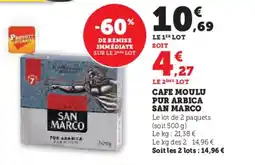Hyper U SAN MARCO Cafe moulu pur arbica offre