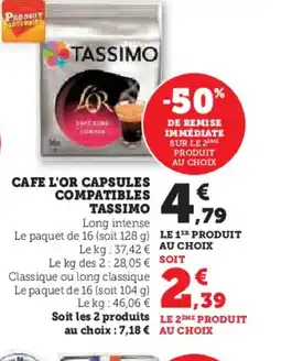 Hyper U TASSIMO Cafe l'or capsules compatibles offre