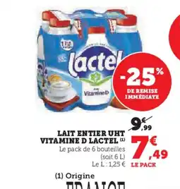 Hyper U LACTEL Lait entier uht vitamine d offre