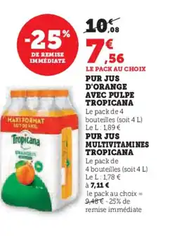 Hyper U TROPICANA Pur jus d'orange avec pulpe offre