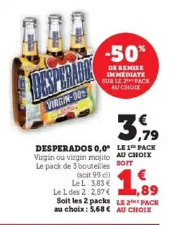 Hyper U DESPERADOS 0,0° offre