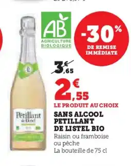 Hyper U Sans alcool petillant de listel bio offre