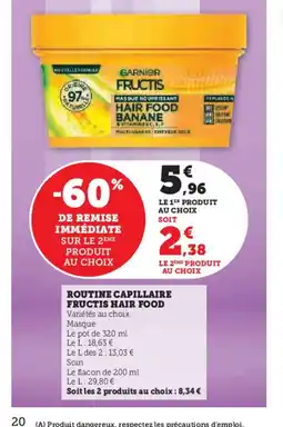 Hyper U Routine capillaire fructis hair food offre
