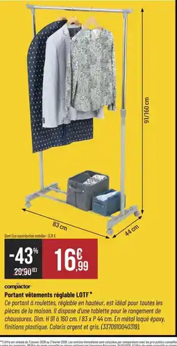 Bricorama COMPACTOR Portant vêtements réglable LOTF offre