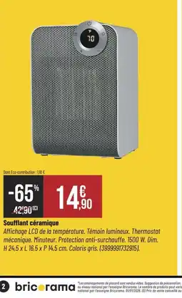 Bricorama Soufflant céramique offre